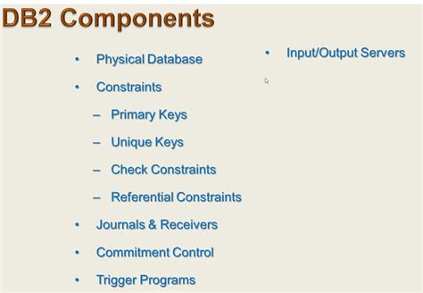 Db2 Relational Database Components Ibm I Databorough Services Inc