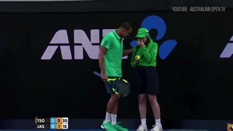 Australian Open: Jo-Wilfried Tsonga helps ailing ball girl to sideline ...