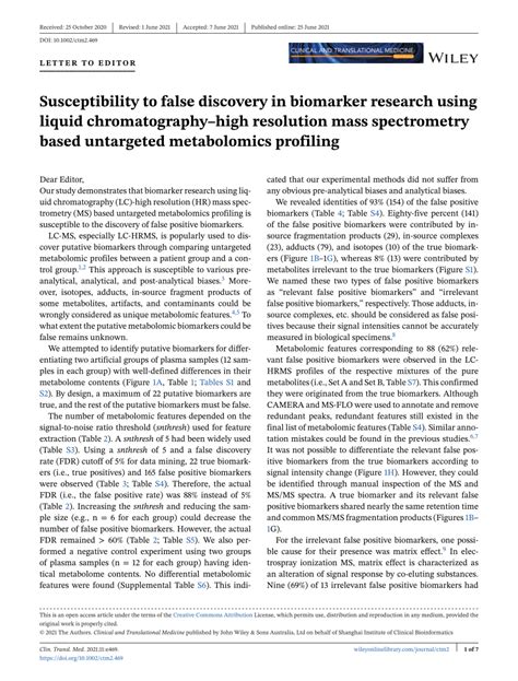 Pdf Susceptibility To False Discovery In Biomarker Research Using