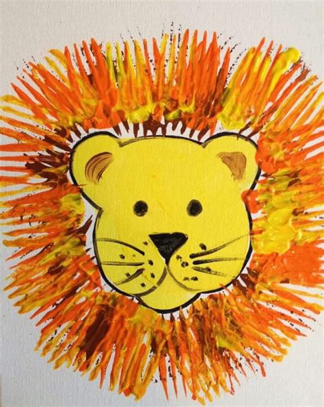 Lion Fork Print Zoo Crafts Zoo Crafts Preschool Lion Craft