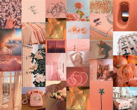 Download Peach Aesthetic Collage Wallpaper