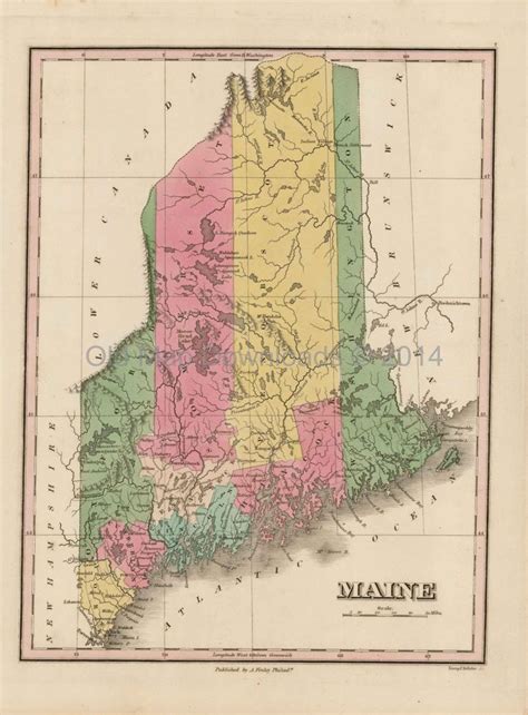 Maine State Old Map Scan Finley 1824