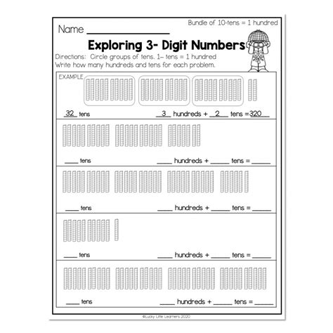 2nd Grade Math Worksheets Place Value Bundle Of 10 Tens 100