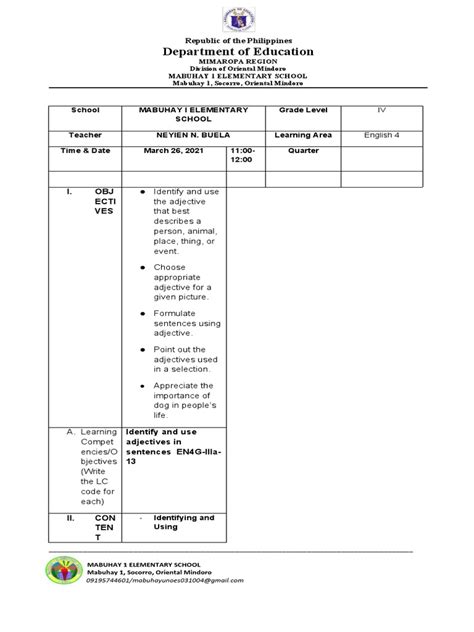 New Normal First Cot Lesson Plan Pdf Noun Learning