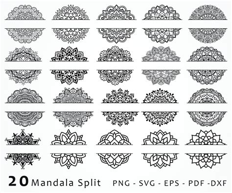 Mandala Split Monogram Mandala Split Bundle Mandala Split Svg