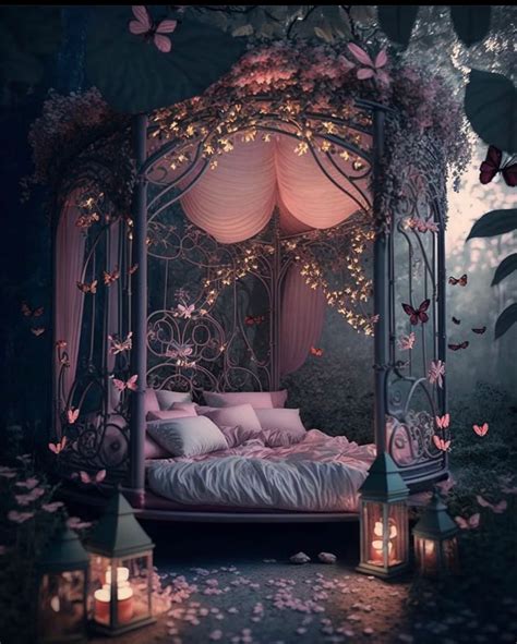 Teal Purple Elven Bedroom Covered In Potions Gems Lace Curtains Bones