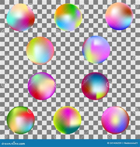 Ten Bright Glowing Rainbow Balls Stock Vector Illustration Of Bright