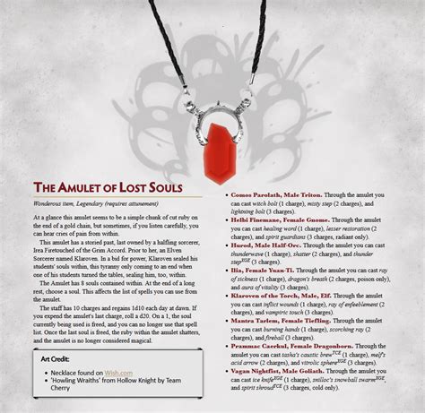 The Amulet Of Lost Souls V1 0 A Versatile Magic Item Containing The