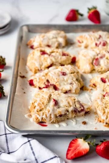 Vanilla Glazed Fresh Strawberry Scones Recipe House Of Nash Eats