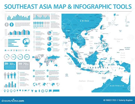 Mapa De Asia Sudoriental Ejemplo Gráfico Del Vector De La Información Stock De Ilustración