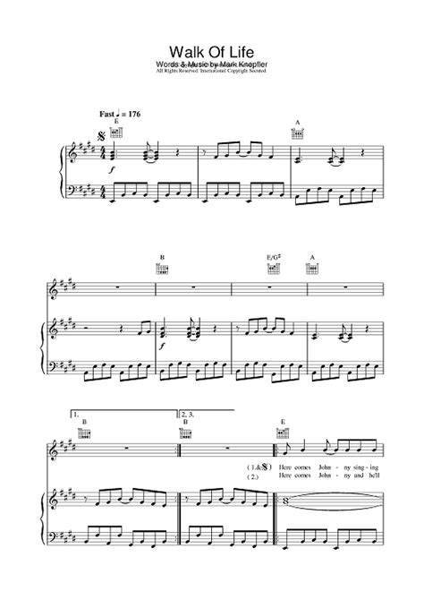 Walk Of Life" Sheet Music by Dire Straits for Piano/Vocal/Chords - Sheet Music Now