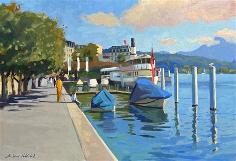 Daisy Sims Hilditch Steam Ship In Front Of The National Hotel Lucerne