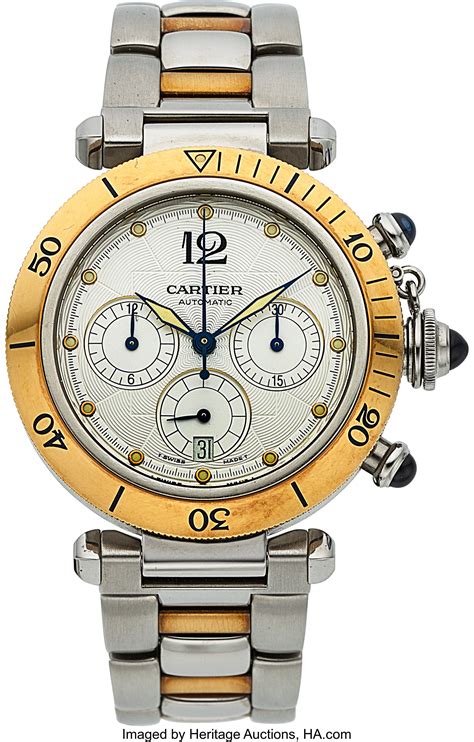 Cartier Pasha Chronograph Stainless Steel And 18k Yellow Gold Lot