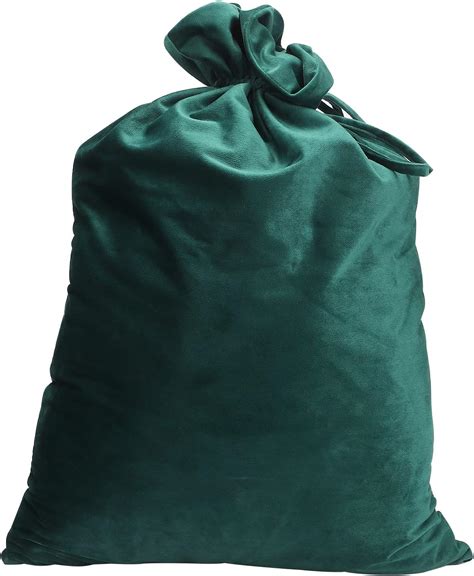 Liuyoyo Christmas Velvet Santa Bag With Drawstring Green Drawstring