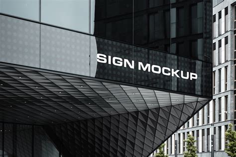 Sign On Corporate Building Mockup — Mrmockup