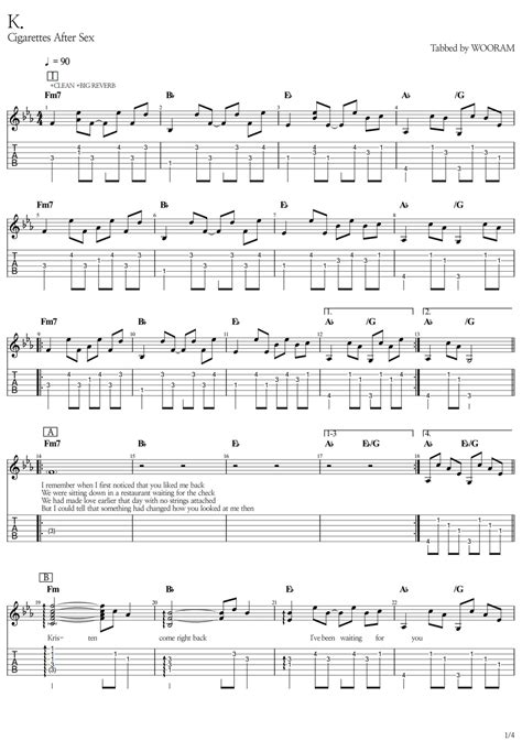 Cigarettes After Sex K By WOORAM Spartito