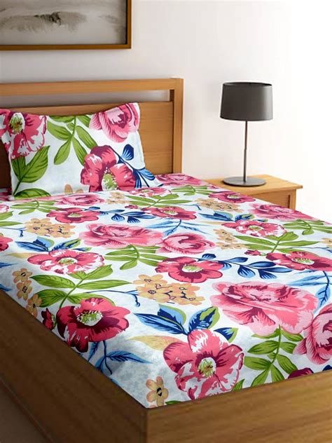 Multicolor Floral Print Poly Cotton Bed Sheets Cortina 3182203