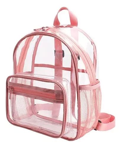 Mochila Para Mujer Bolsa De Pvc Transparente Moda Femenina Rosa