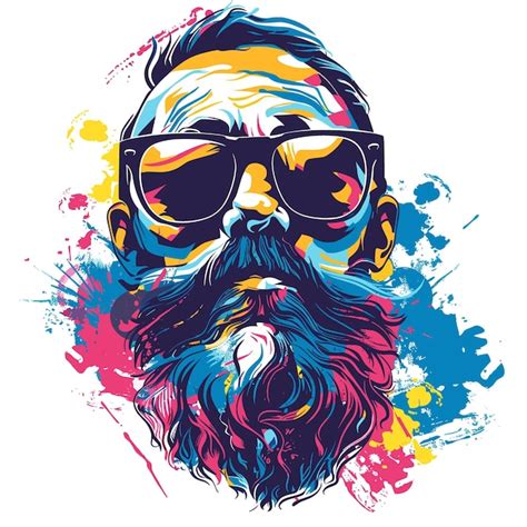 Cara De Hipster Con Barba Y Gafas De Sol Ilustraci N Vectorial Para La