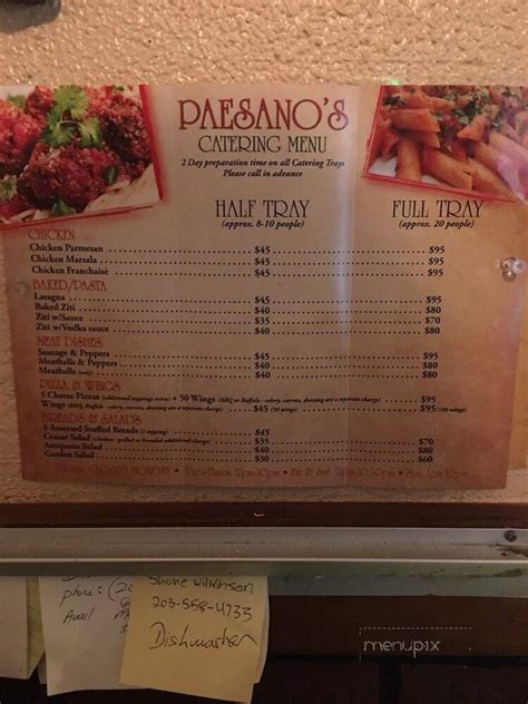 Menu Of Paesanos Pasta House Restaurant In Naugatuck Ct 06770