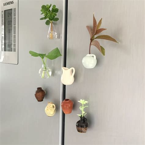 Pcs Magnetic Mini Ceramic Glass Vase With Dropper Refrigerator