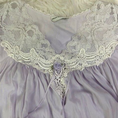 Miss Elaine Babydoll Nightgown Lavender Vintage Lace Gem