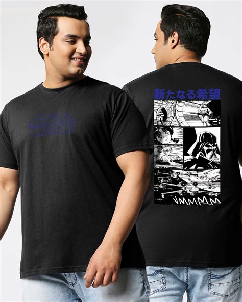 Buy Men's Black Manga War Graphic Printed Plus Size T-shirt for Men ...