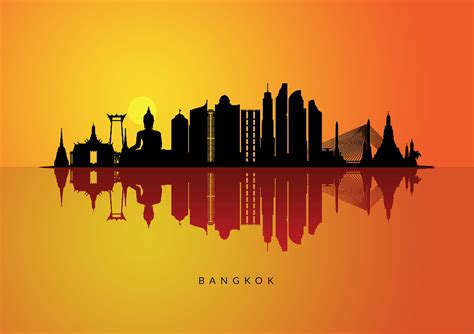 Bangkok Wall Art City Skyline Cityscape Reflection Art Etsy