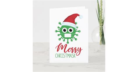 Merry Christmask Covid-19 Funny Germ Christmas Holiday Card | Zazzle.com