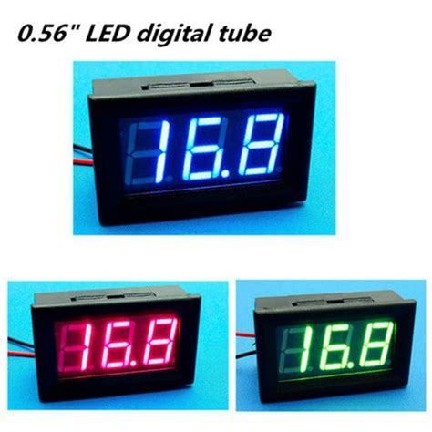 0 56 2 Wire Digital Voltmeter Led Volt Voltage Meter Dc5v~120v Red Gr Diymore