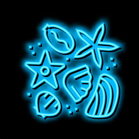 Sea Star And Shell Resin Art Neon Glow Icon Illustration 20587947