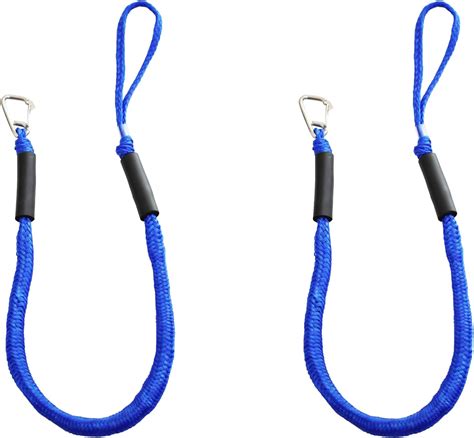 Blue Bungee Boat Dock Lines With Hook 4 Feet Dockline Mooring Rope Boat