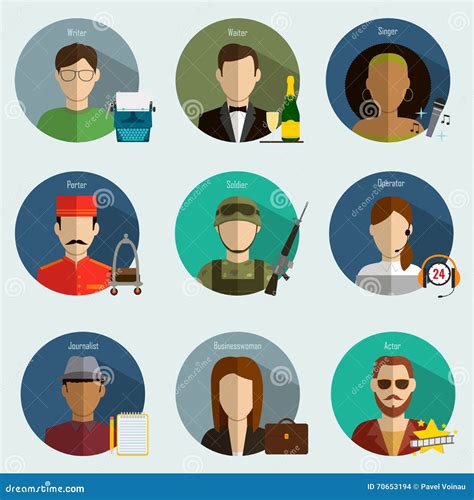 Professions Vector Flat Icons Stock Illustration Illustration Of