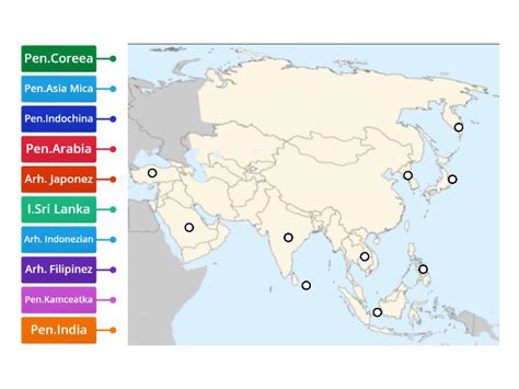 Peninsule Insule Arhipelaguri Asia Diagramă Etichetată