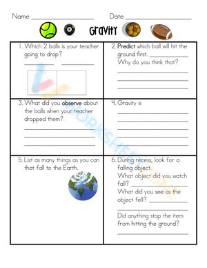 Gravity Worksheets