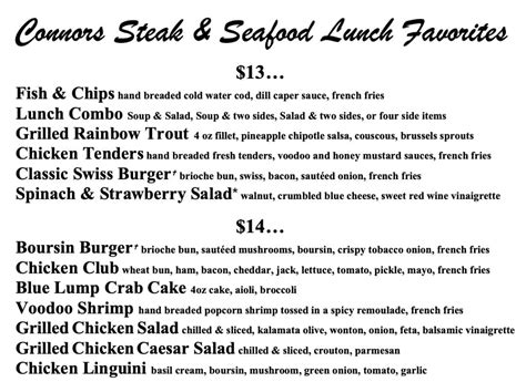 Connors Steak And Seafood Huntsville Al Menu Updated July 2024