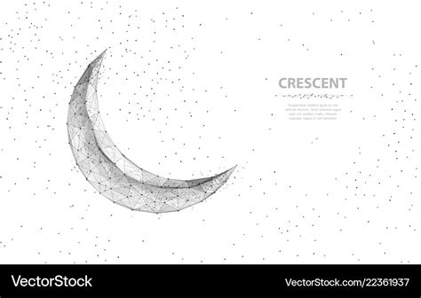 Crescent Moon Abstract Polygonal Wireframe Vector Image