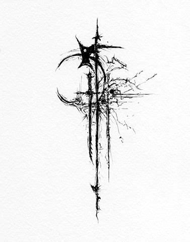 A Black And White Drawing Of A Cross With Two Crosses On It S Side