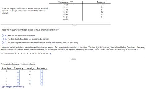 Solved Does The Frequency Distribution Appear To Have A Chegg