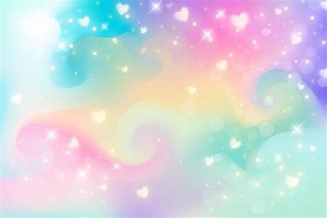 Fondo De Fantas A De Unicornio Arco Iris Con Corazones Y Estrellas