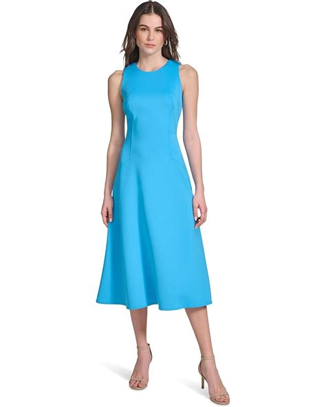 Womens Calvin Klein Sleeveless Scuba Fit And Flare Dress