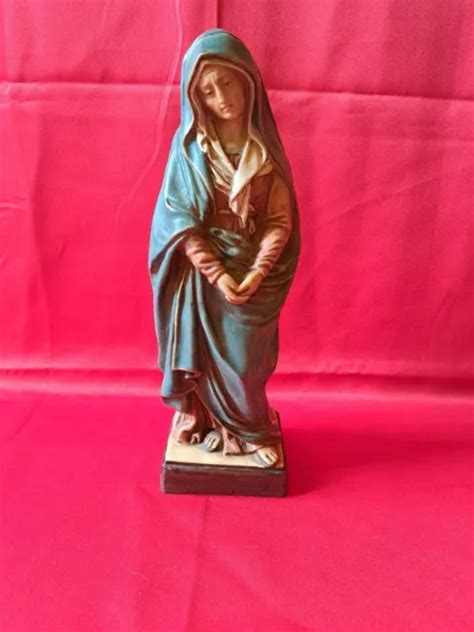 STATUA ADDOLORATA MADONNA Da 34 Cm In Polvere Di Marmo EUR 80 00