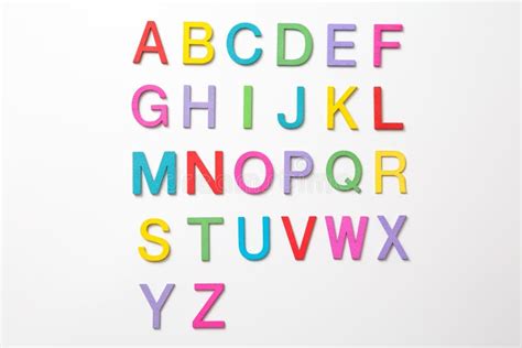 Colorful Wooden English Letters A Z On White Background Stock