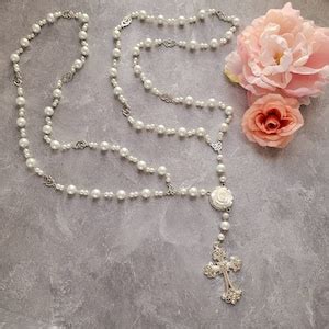 Catholic Pearl Wedding Unity Cord Rosary Lasso Cord With White Etsy