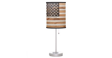 Rustic Wood Tone American Flag Table Lamp Zazzle