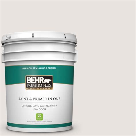 BEHR PREMIUM PLUS 5 Gal BWC 13 Smoky White Semi Gloss Enamel Low Odor