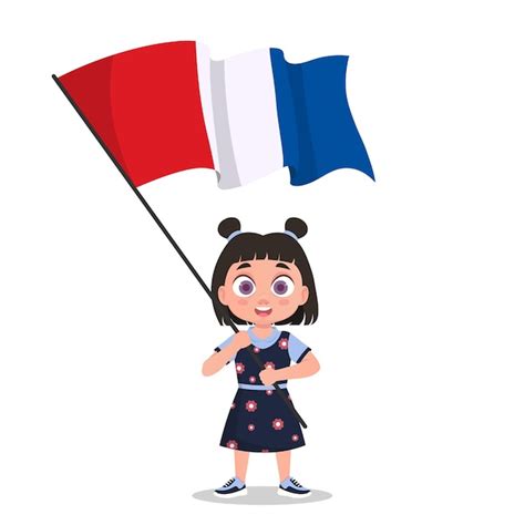 Premium Vector Girl With The Flag Of France Vector Illustration