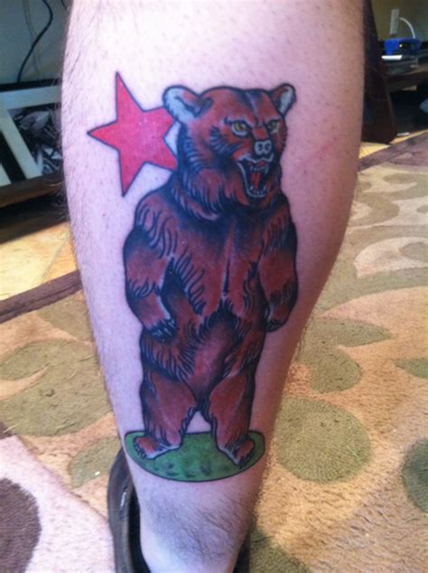 Standing Bear Tattoo On Leg - Tattoos Designs