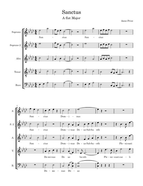 Sanctus Mass In A Flat Sheet Music For Bass Guitar Synthesizer Mixed