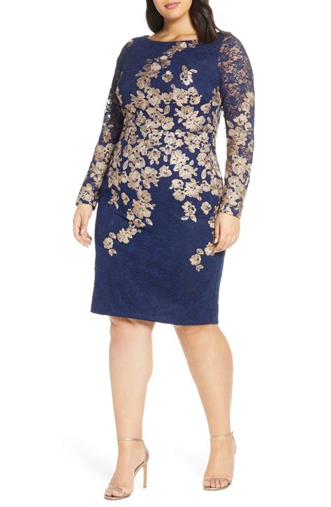 Xscape Embroidered Lace Long Sleeve Sheath Dress Plus Size Nordstrom